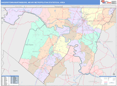 Hagerstown-Martinsburg Metro Area Digital Map Color Cast Style